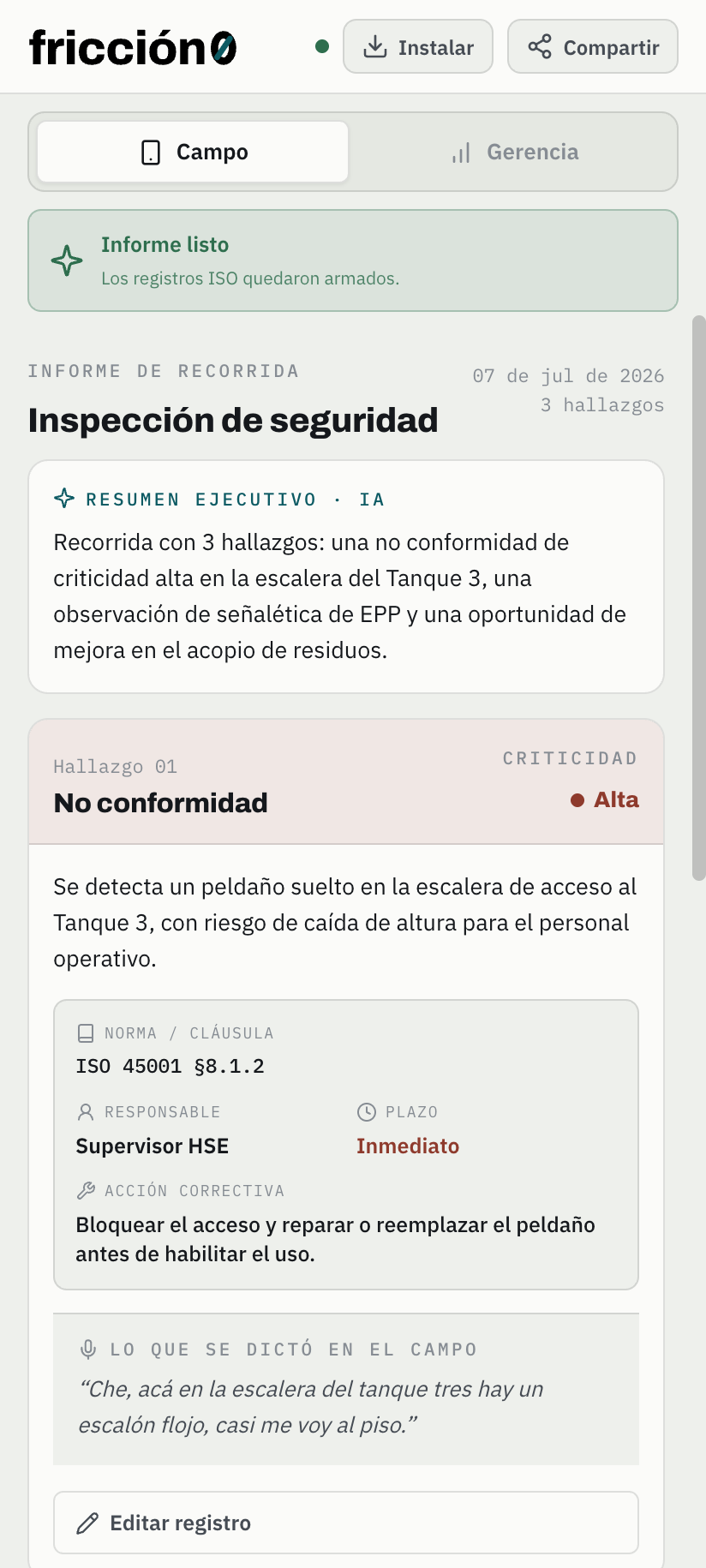Registro ISO generado por IA
